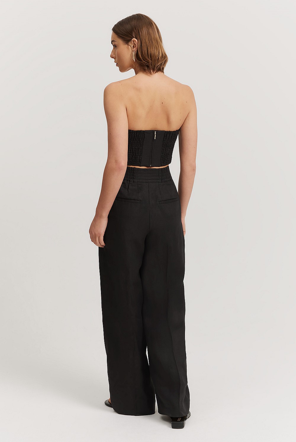 Linen Yarn Dyed Strapless Bustier