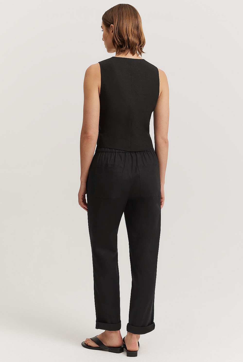 Organically Grown Cotton Blend Pull-On Tapered Pintuck Pant