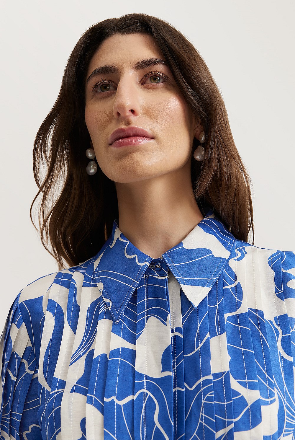 Print Pintuck Mini Dress