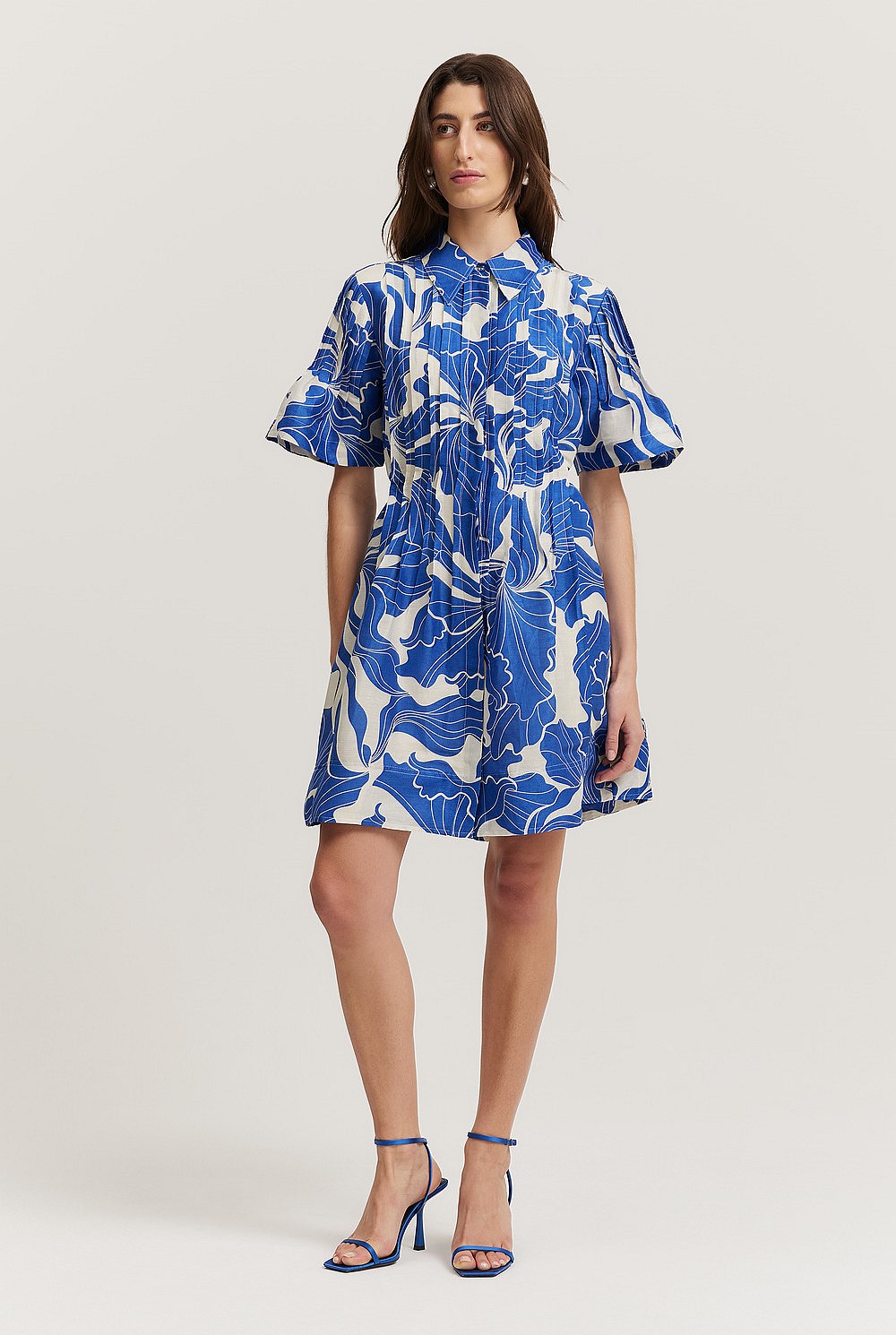 Print Pintuck Mini Dress