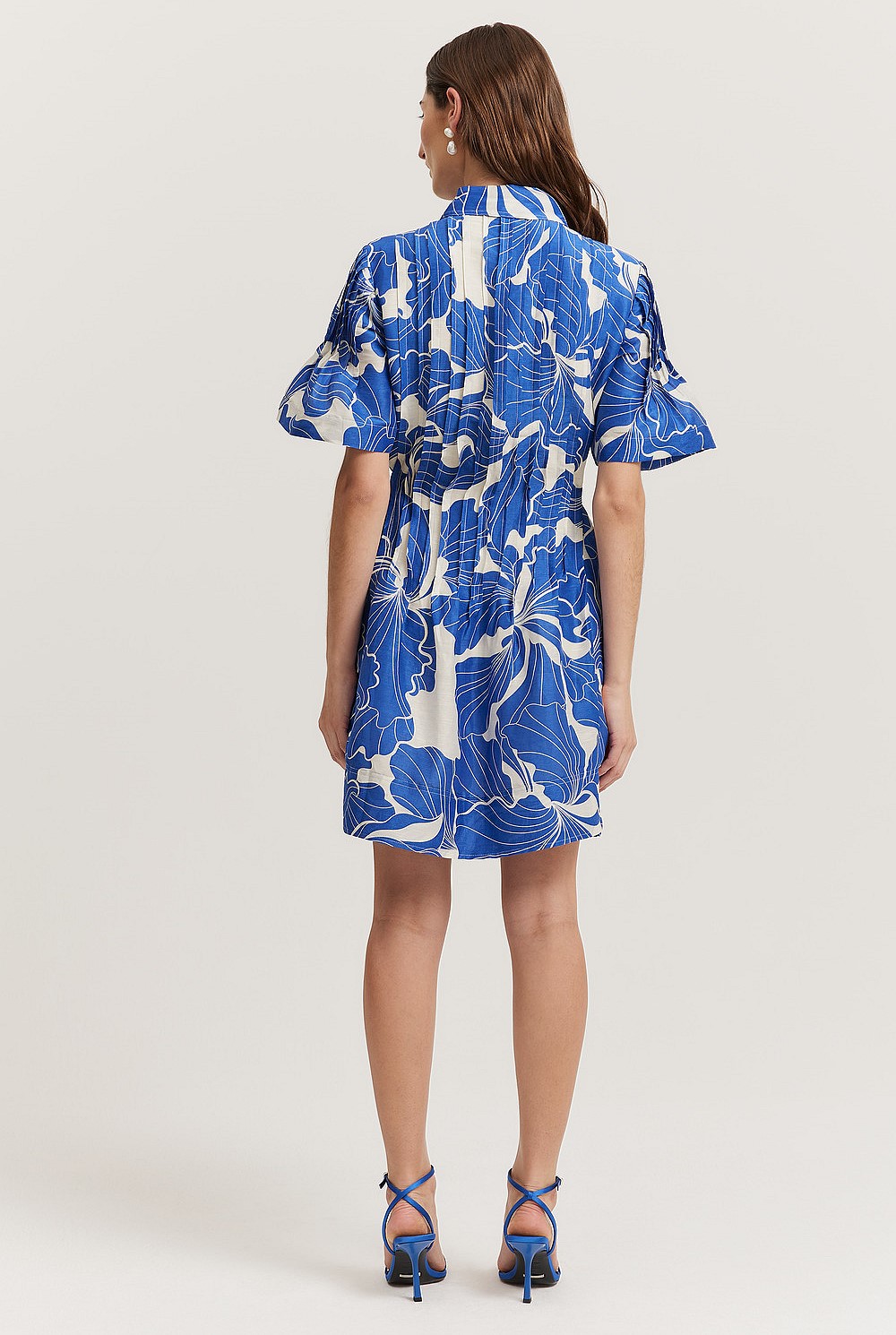 Print Pintuck Mini Dress