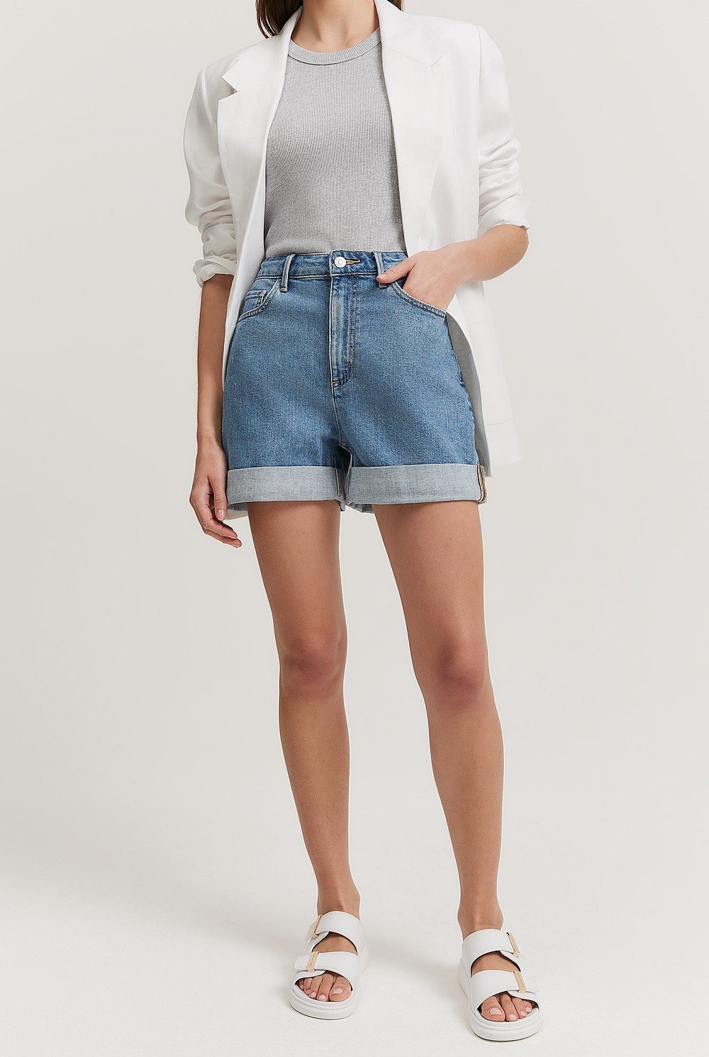 Denim Cuff Detail Short