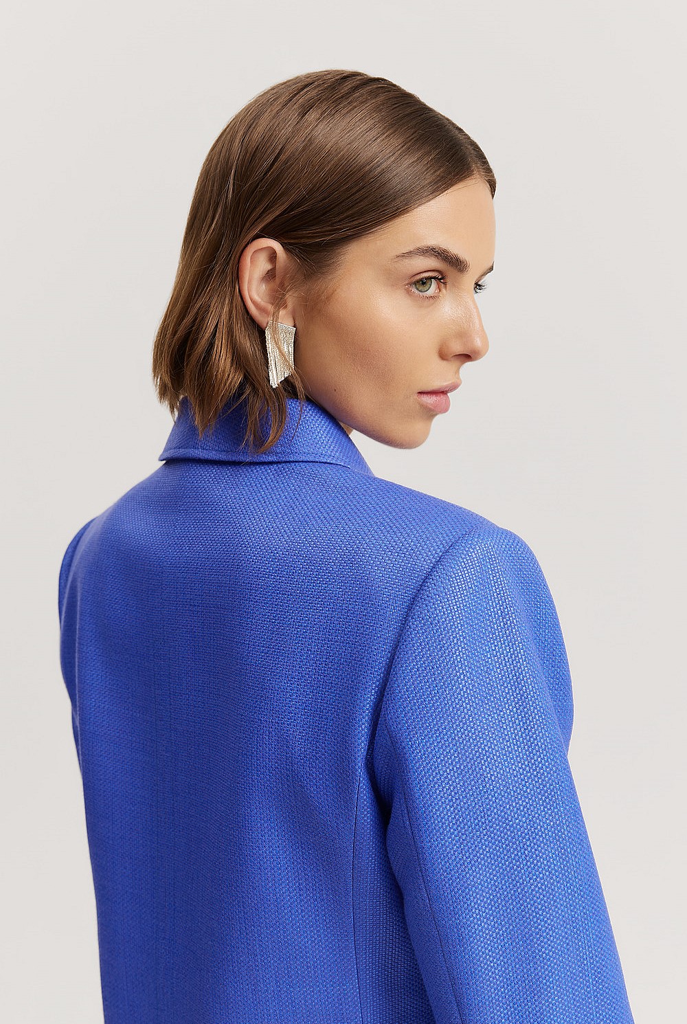 Basket Weave Double Breasted Blazer