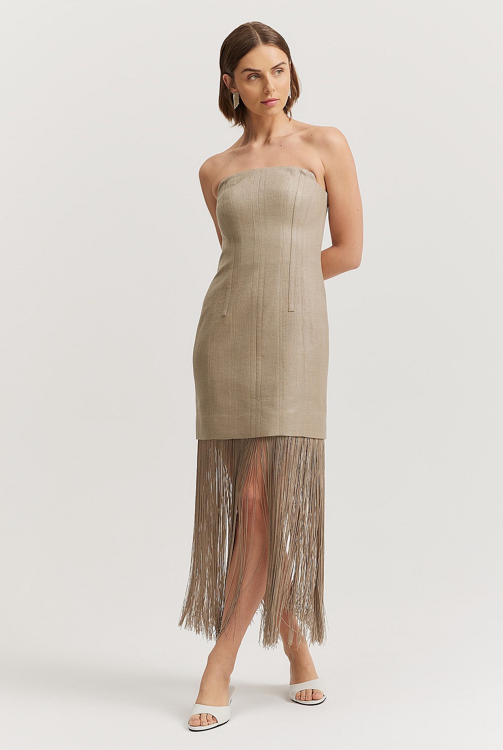 Basket Weave Strapless Dress