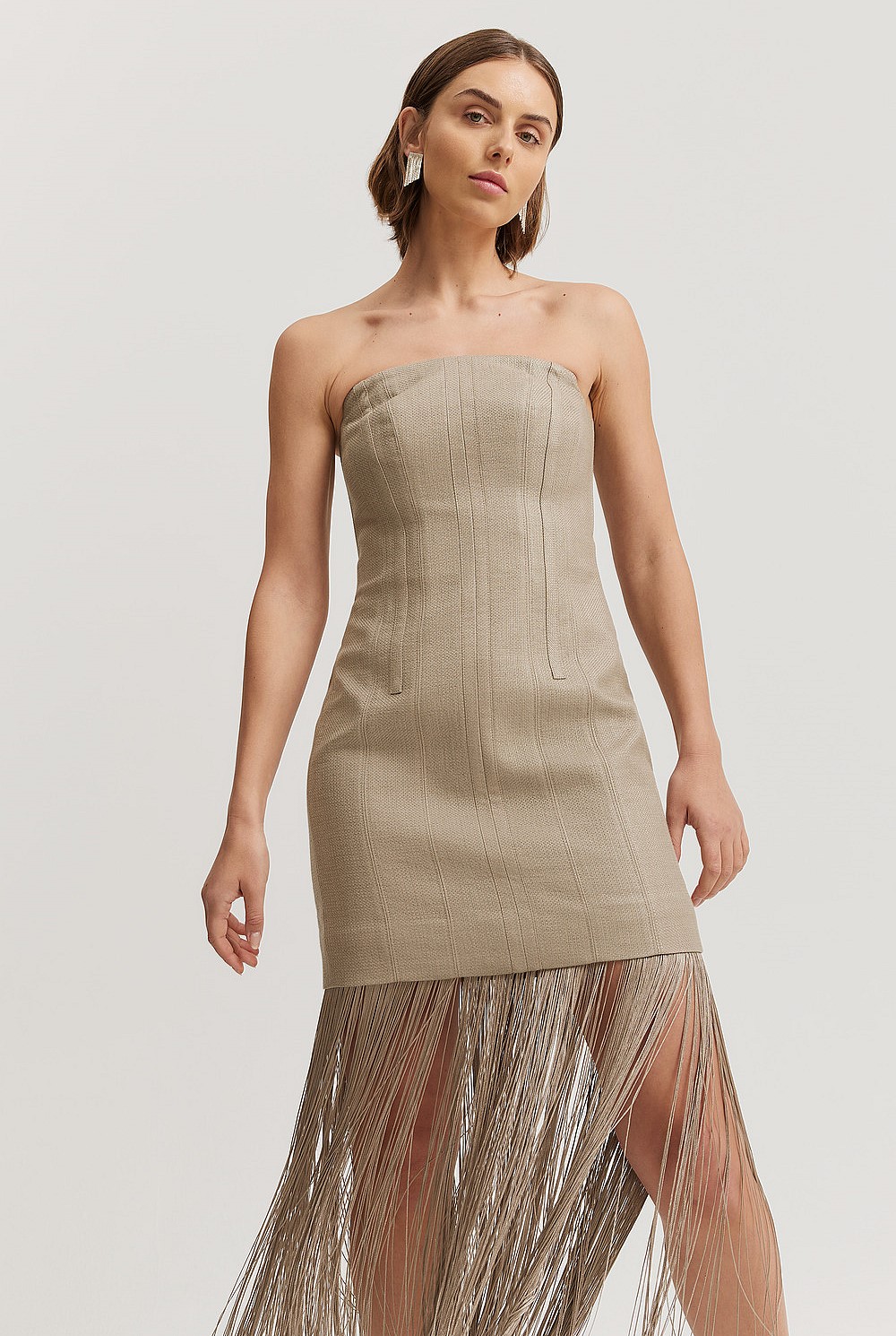 Basket Weave Strapless Dress