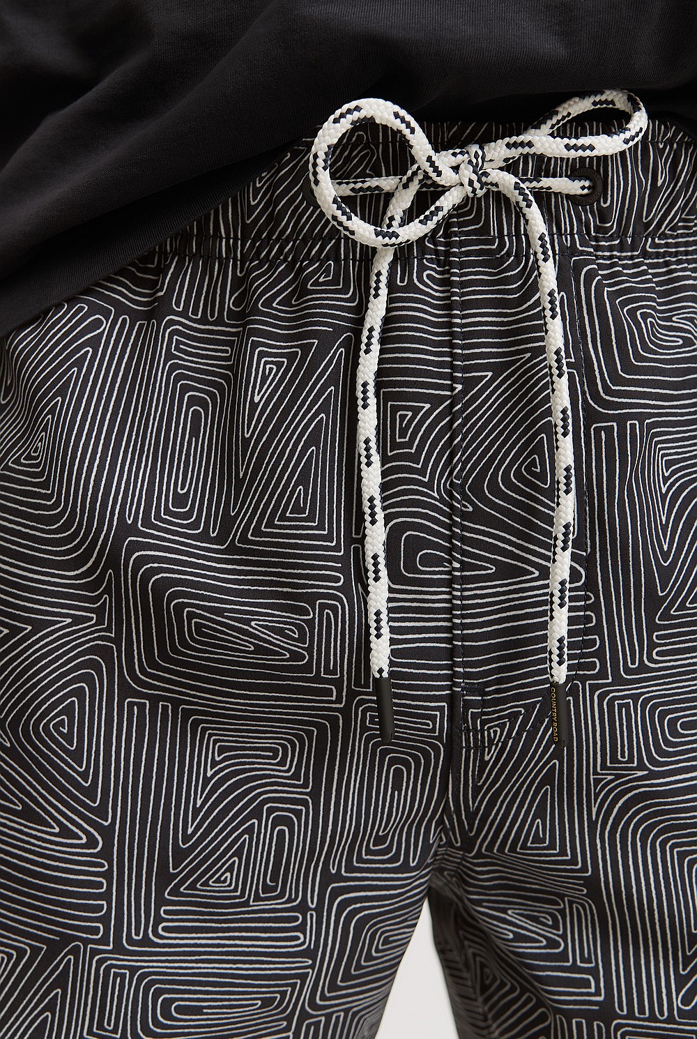 Recycled Polyester Blend Linear Print Swim Short