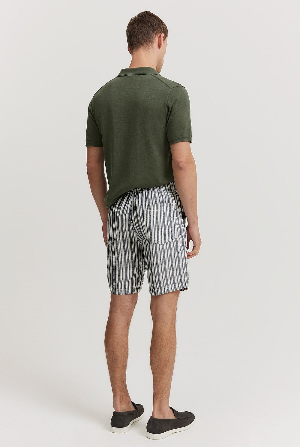 Organically Grown Linen Multi Stripe Drawcord Short