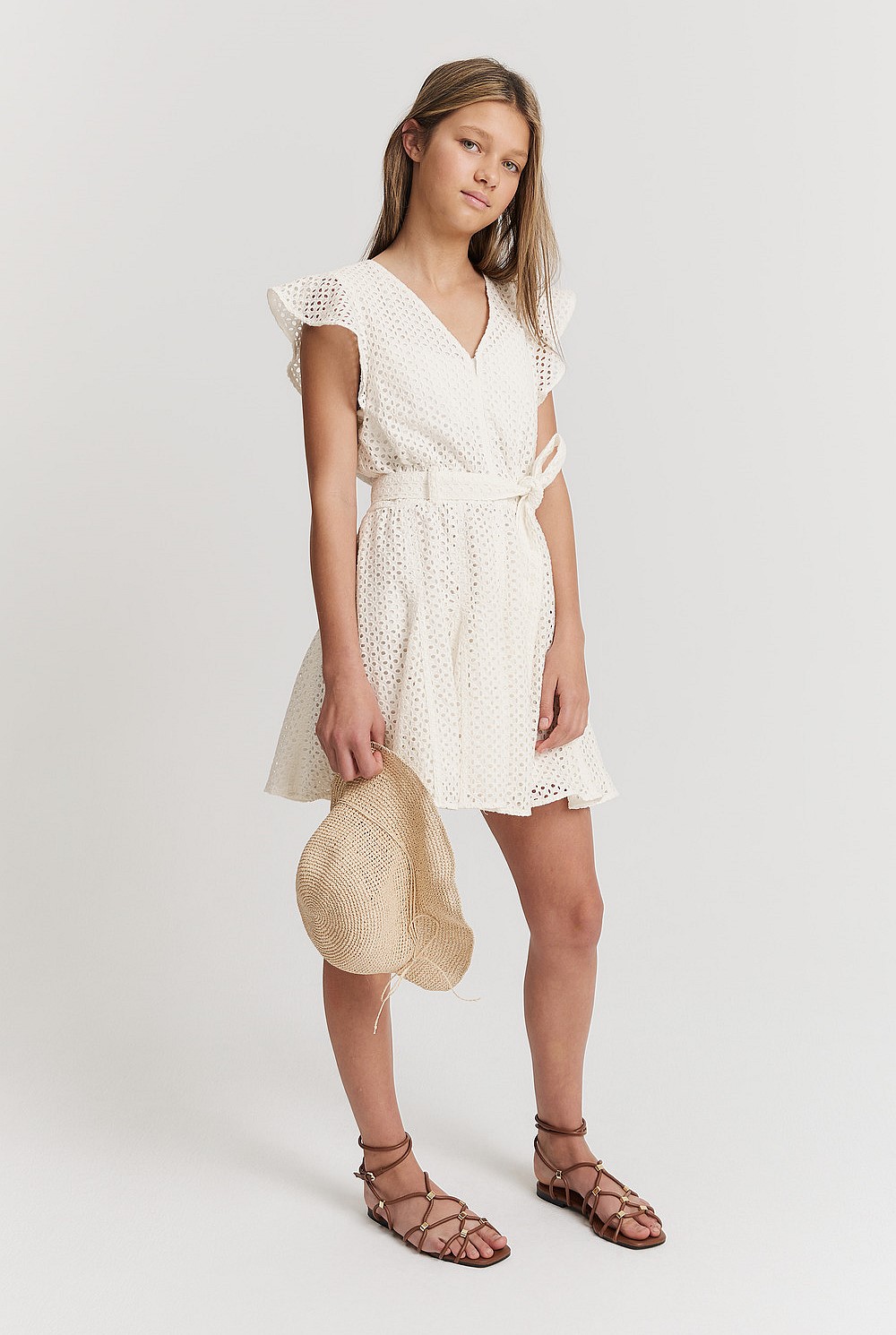 Teen Broderie Flare Dress