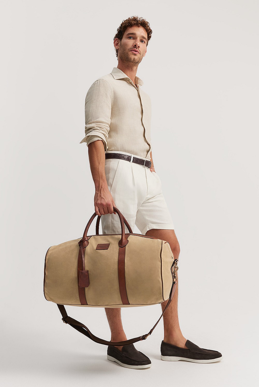 Leather Trim Logo Duffle Bag