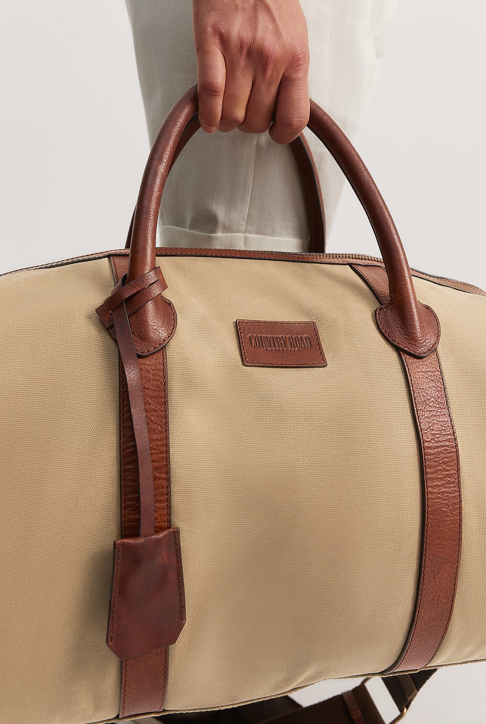 Leather Trim Logo Duffle Bag