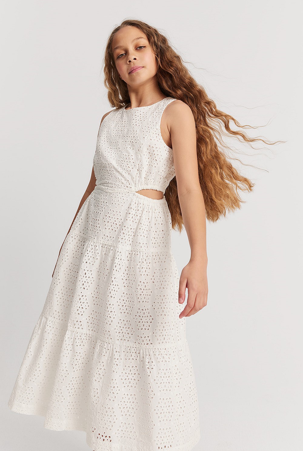 Teen Embroidered Tier Midi Dress