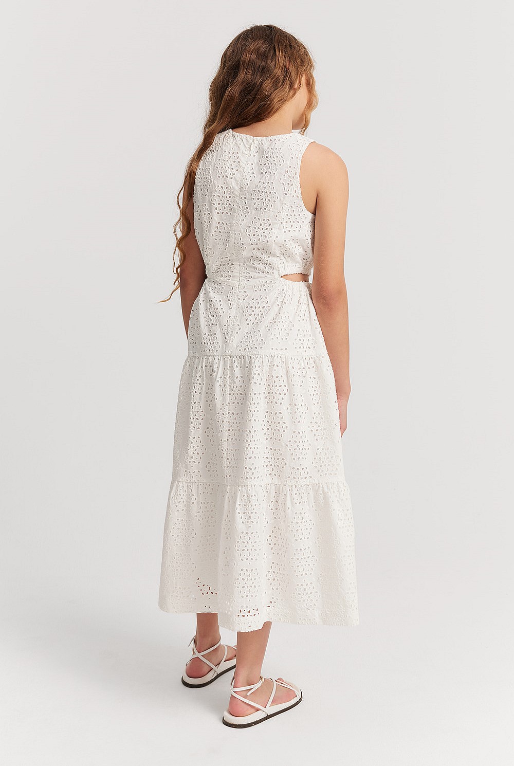 Teen Embroidered Tier Midi Dress