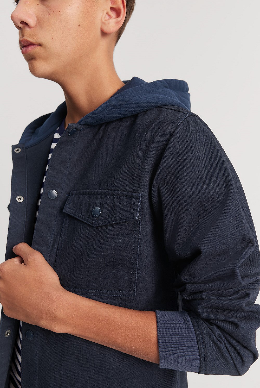 Teen Hooded Twill Shirt