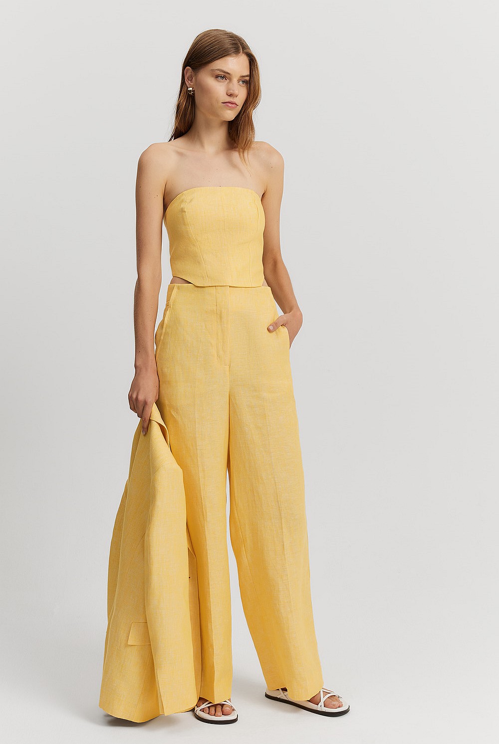 Organically Grown Linen Yarn Dyed Strapless Bustier