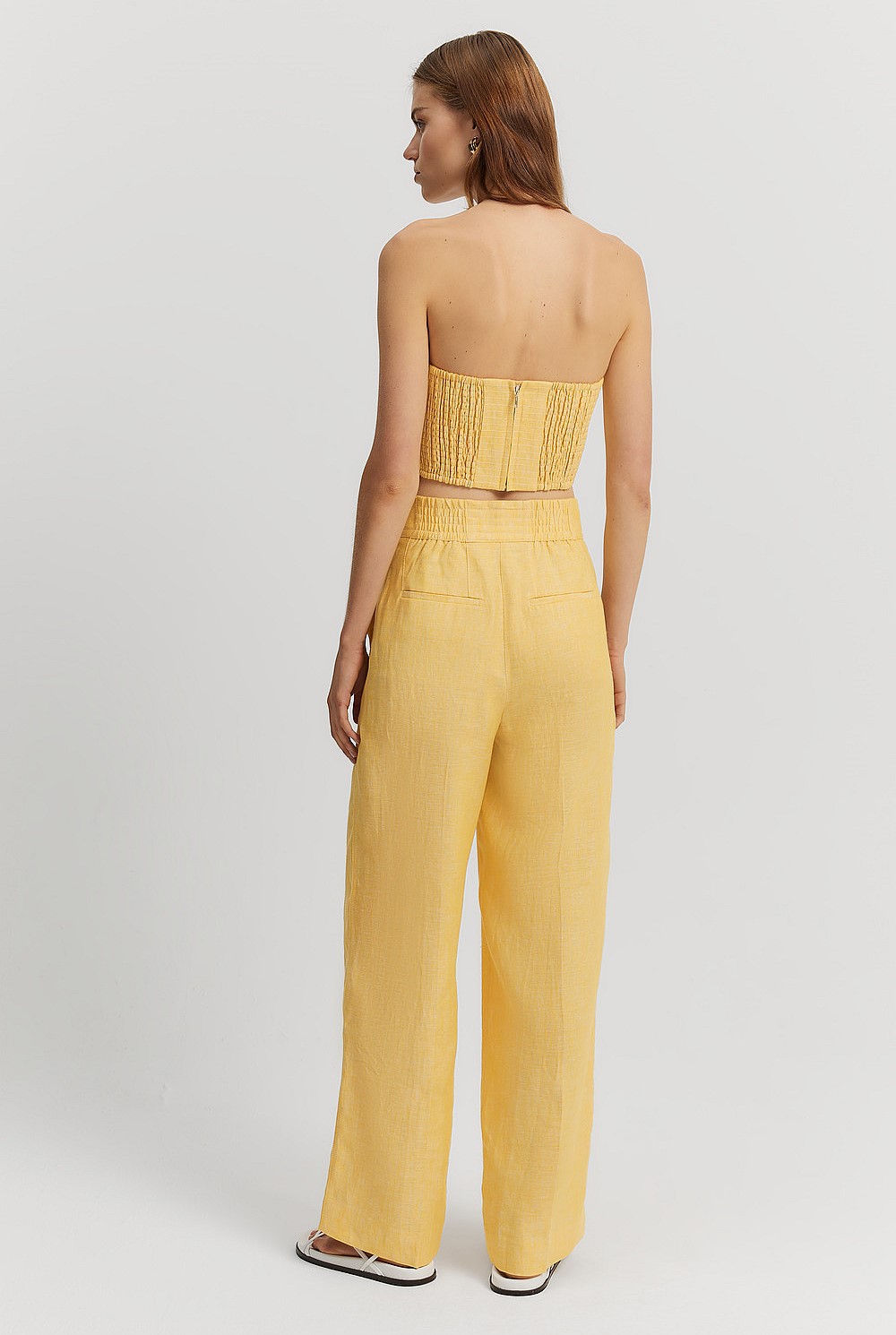 Organically Grown Linen Yarn Dyed Strapless Bustier