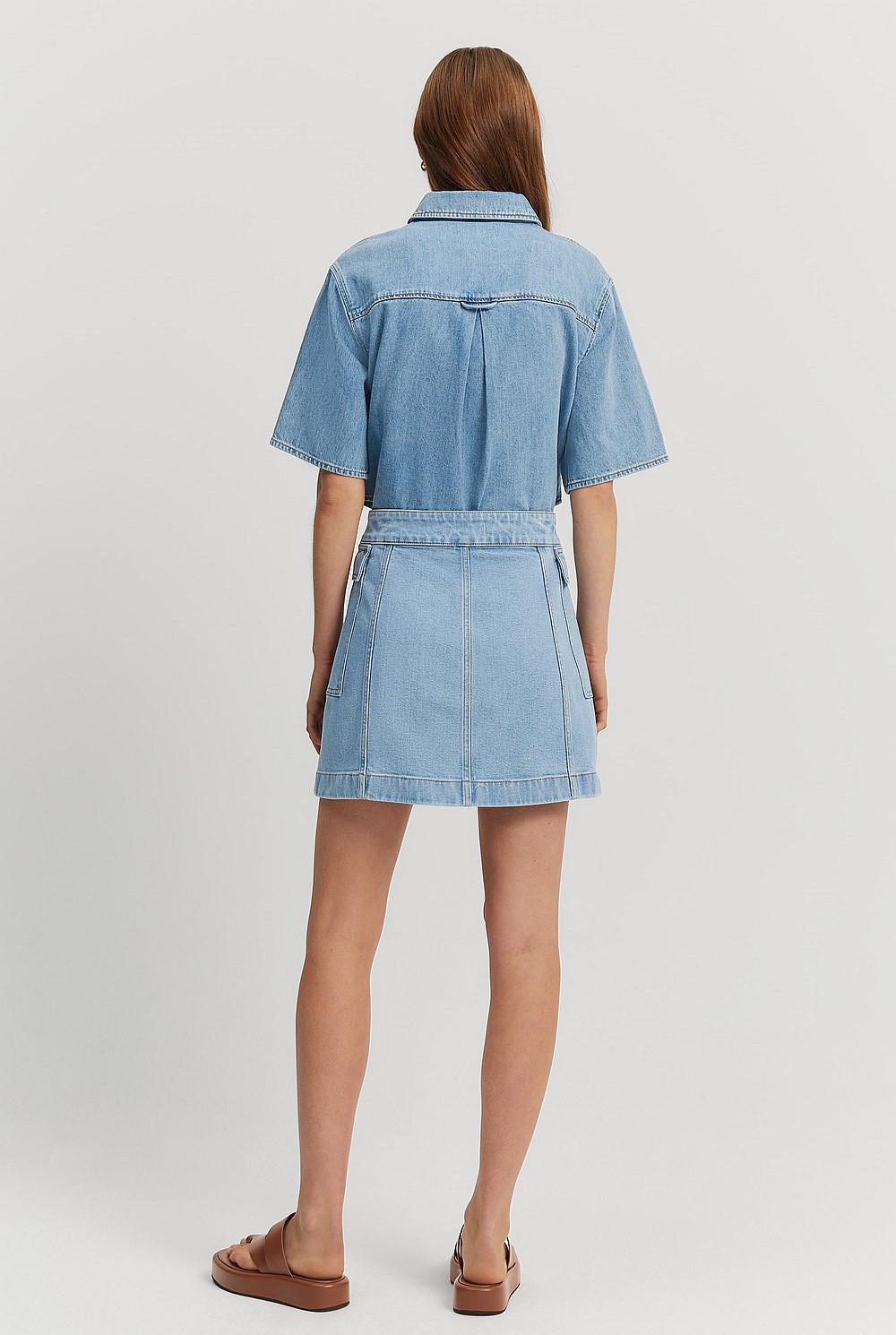 Australian Cotton Blend Pocket Detail Denim Skirt