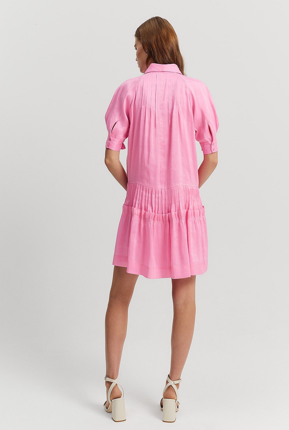 Tuck Detail Short Sleeve Shirt Dress