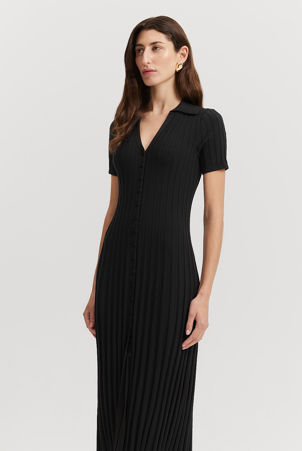 Pleat Knit Midi Dress