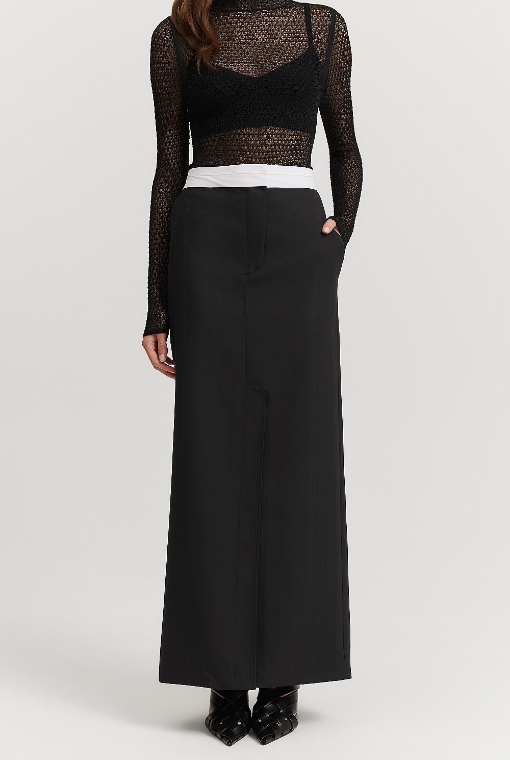 Self Stripe Column Skirt