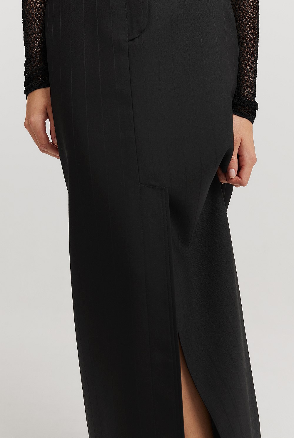 Self Stripe Column Skirt