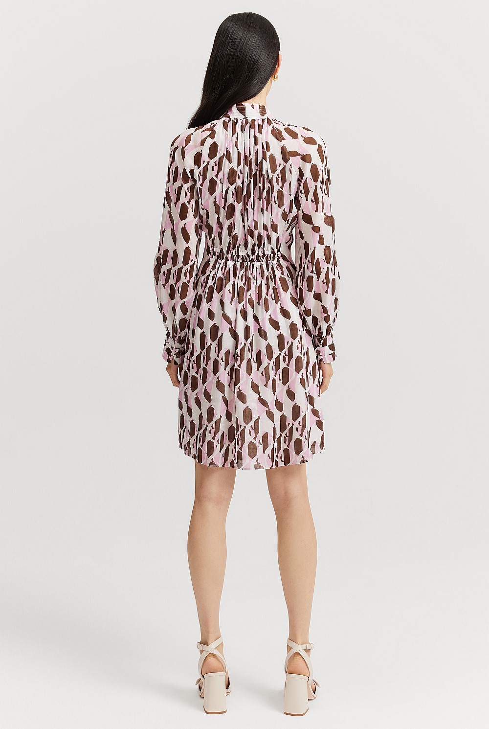 Print Pussybow Mini Dress