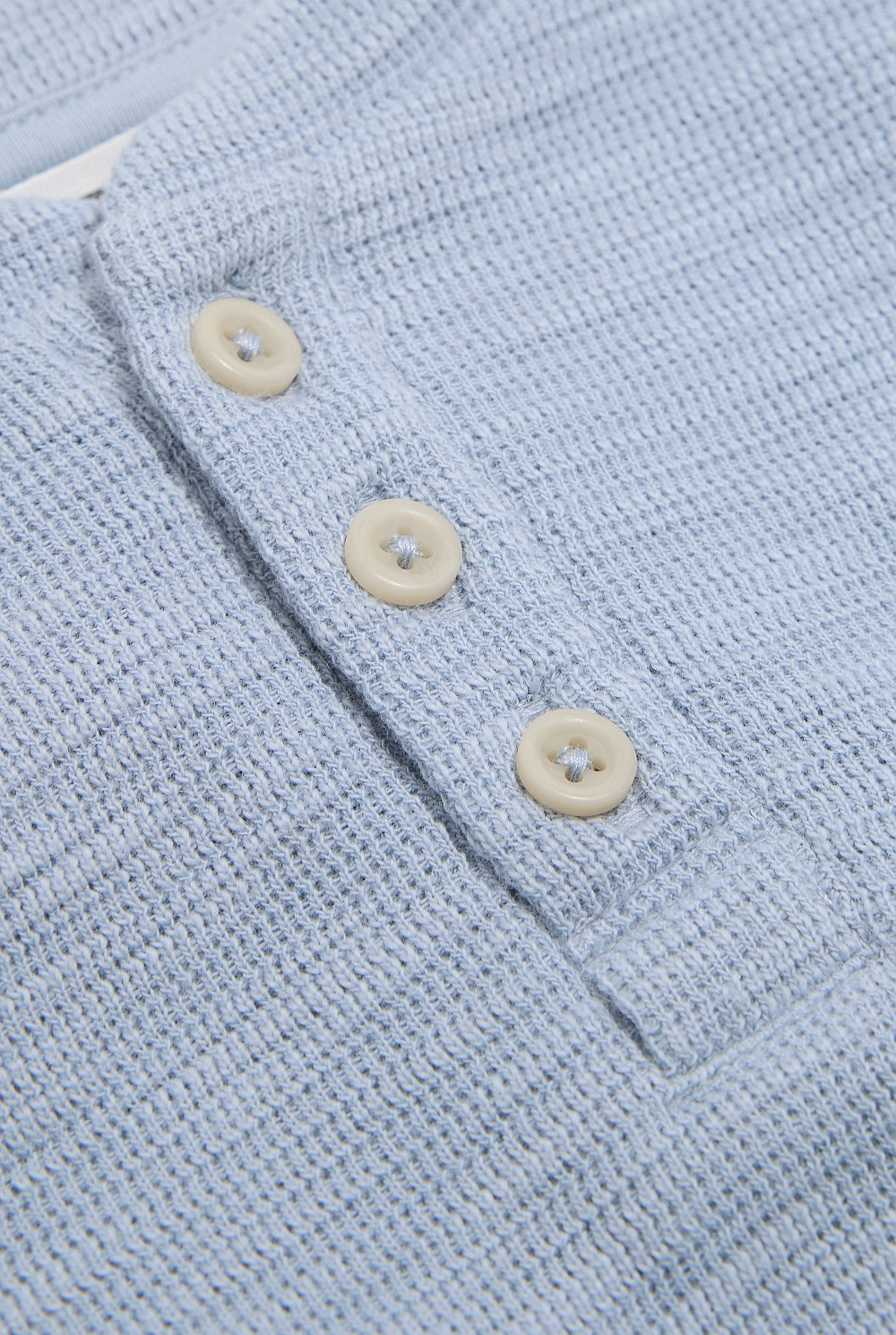 Organically Grown Cotton Blend Slub Texture Henley