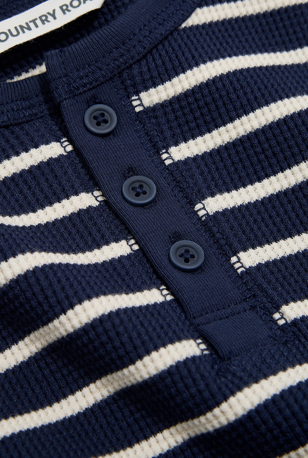 Organically Grown Cotton Stripe Waffle Henley