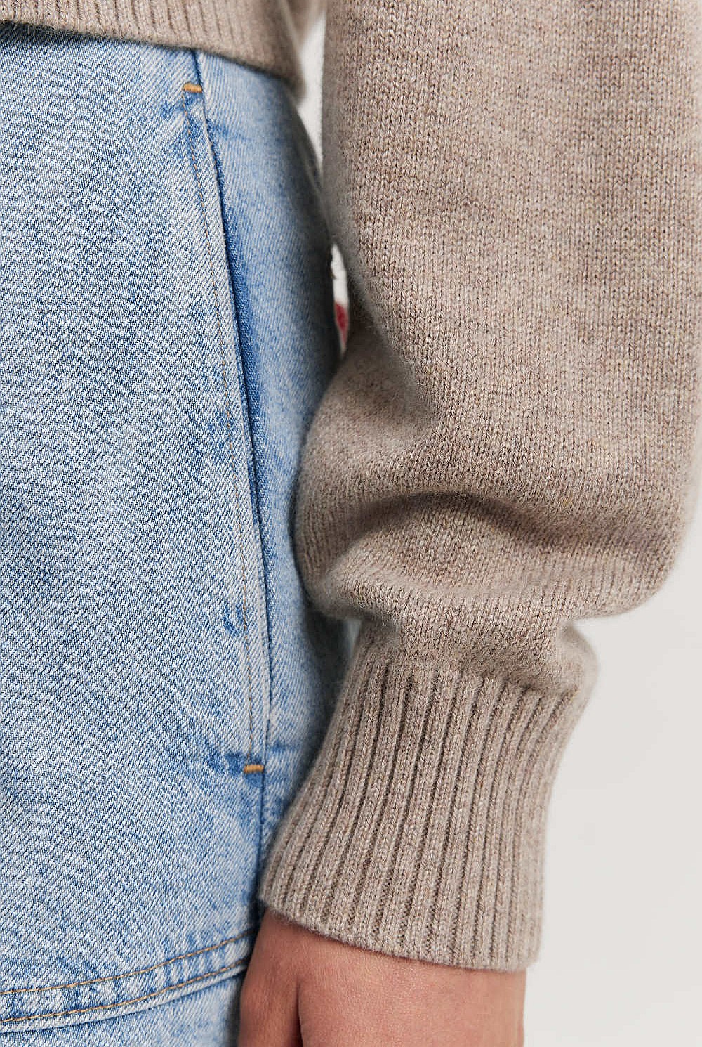 Organically Grown Cotton Blend Crop Crew Neck Knit