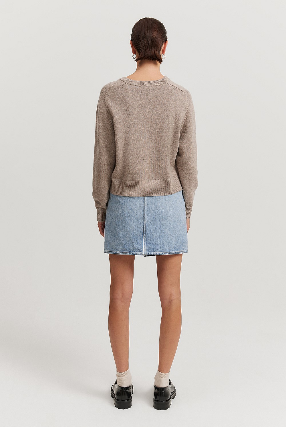 Organically Grown Cotton Blend Crop Crew Neck Knit