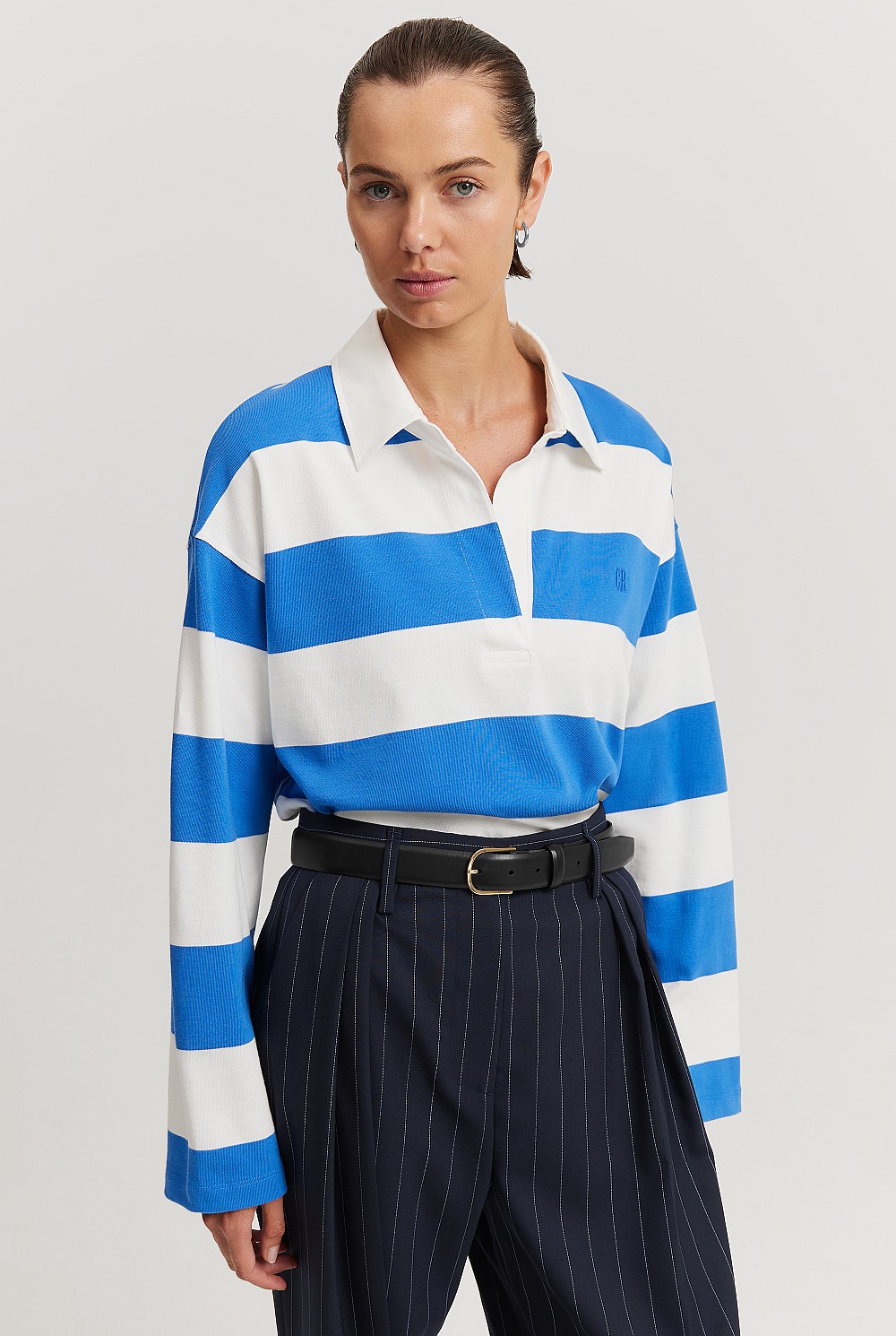 Cotton Stripe Long Sleeve Rugby Top