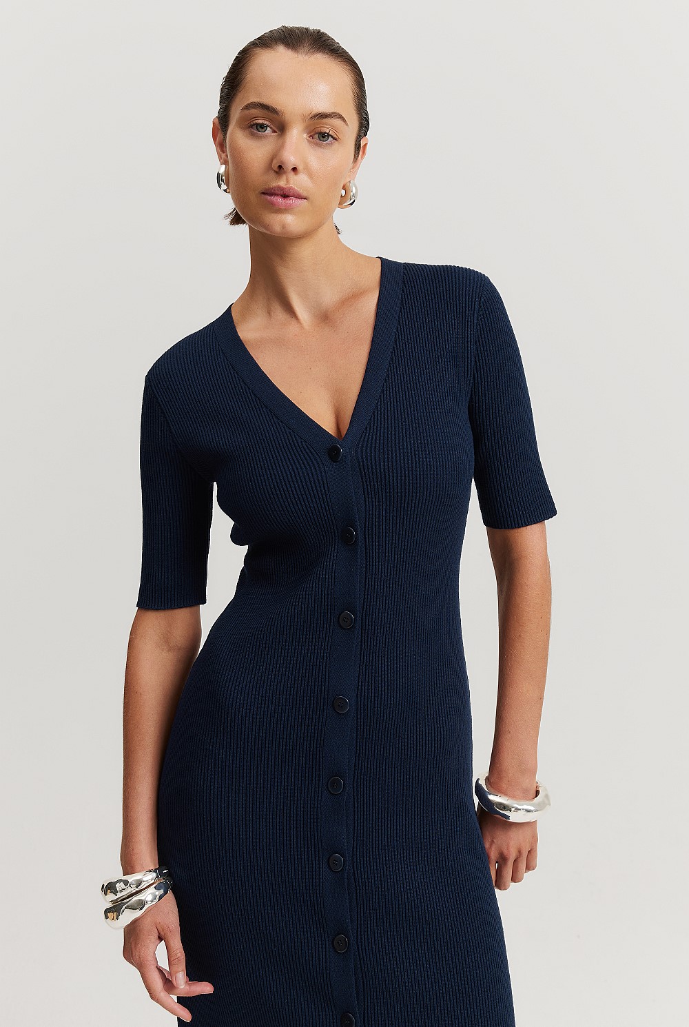 Button Through Knit Dress