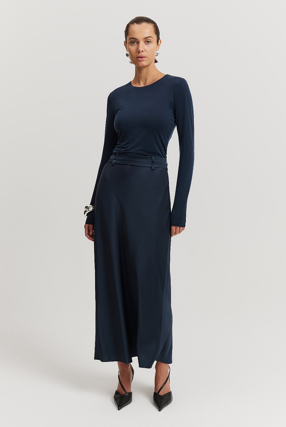 Column Satin Skirt