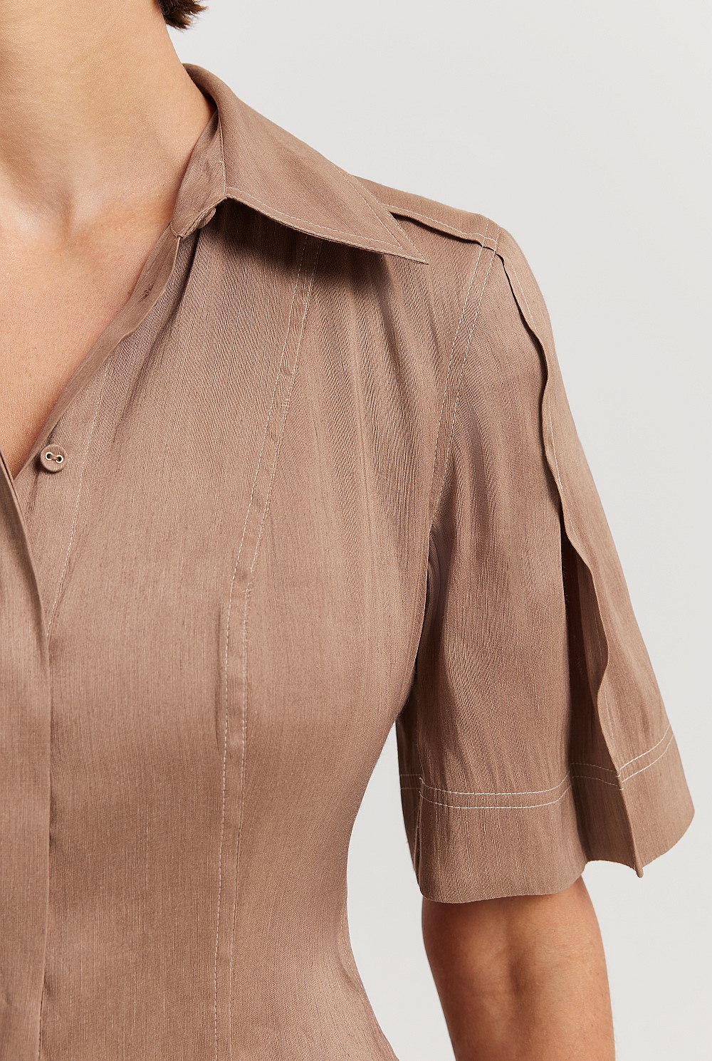 Organically Grown Linen Blend Cinched Shirt Dress