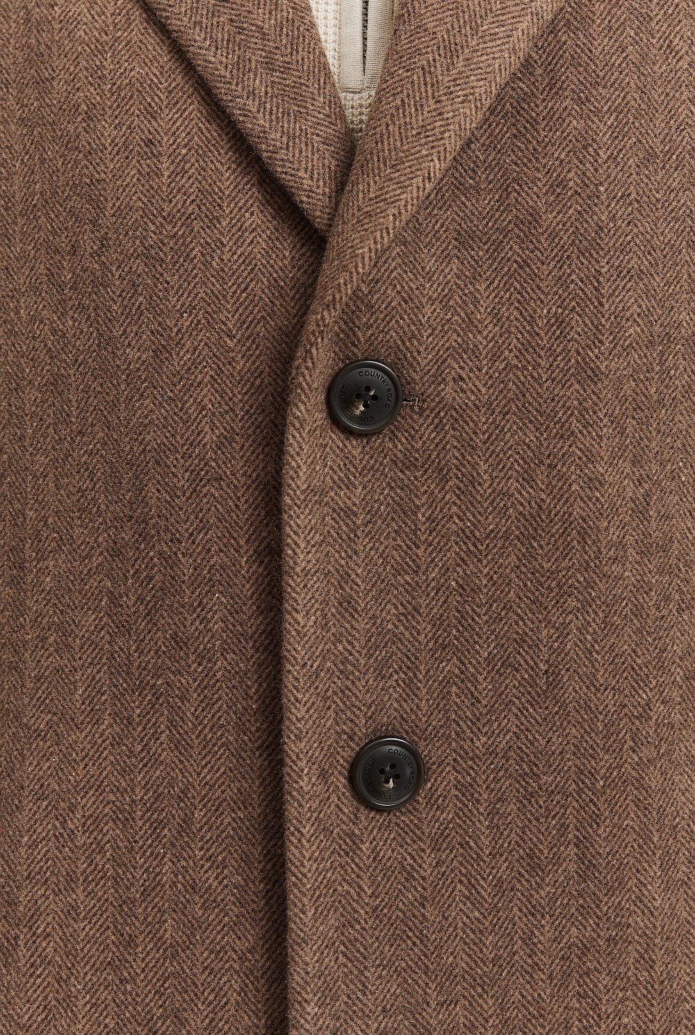 Recycled Wool Blend Herringbone Crombie