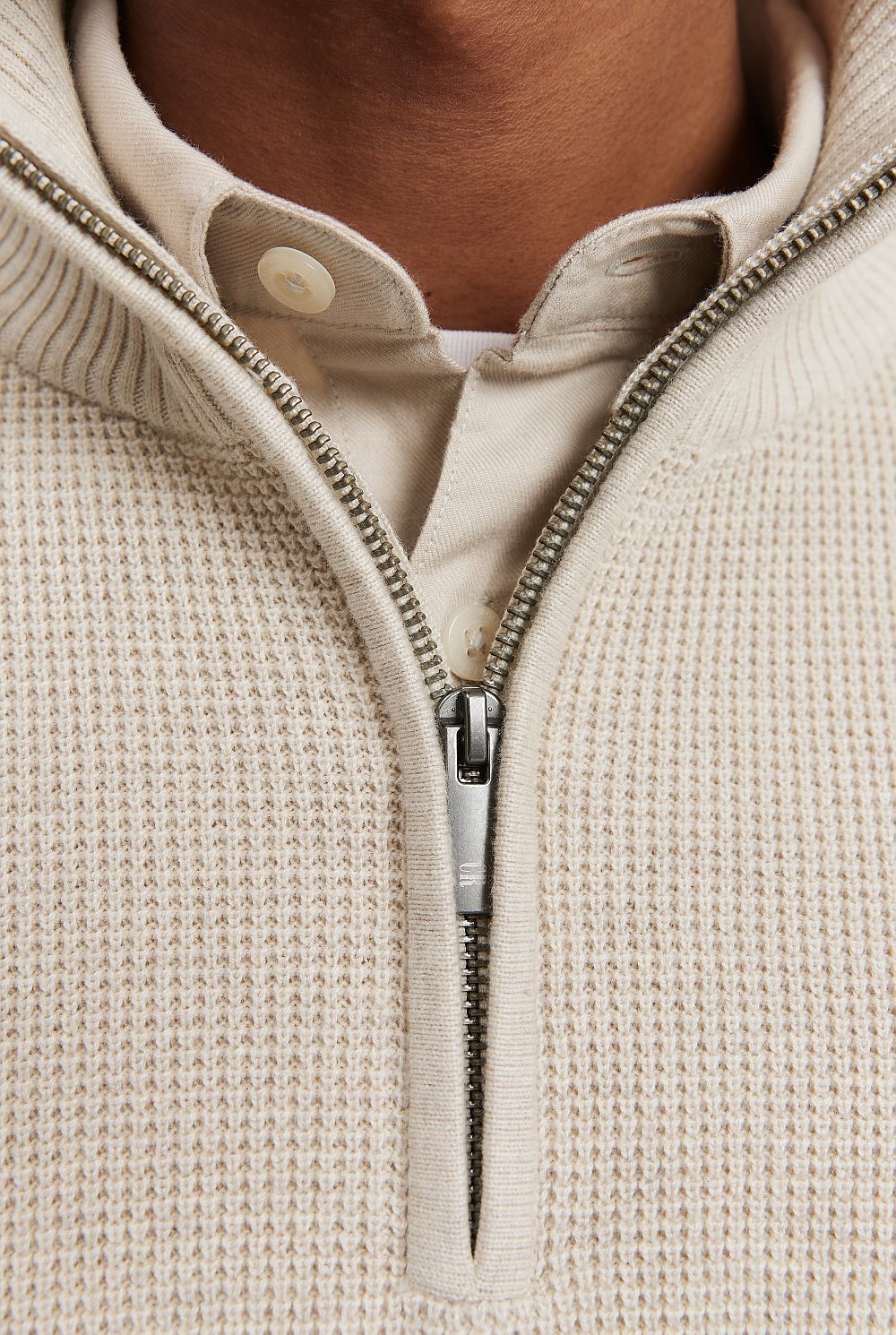 Australian Cotton Textured Half Zip Knit