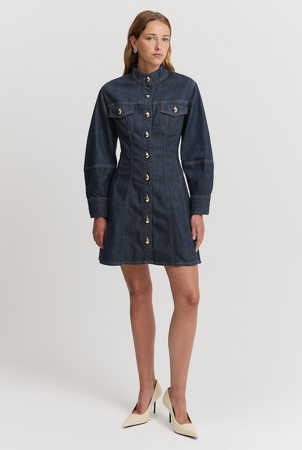 Blouson Denim Mini Dress