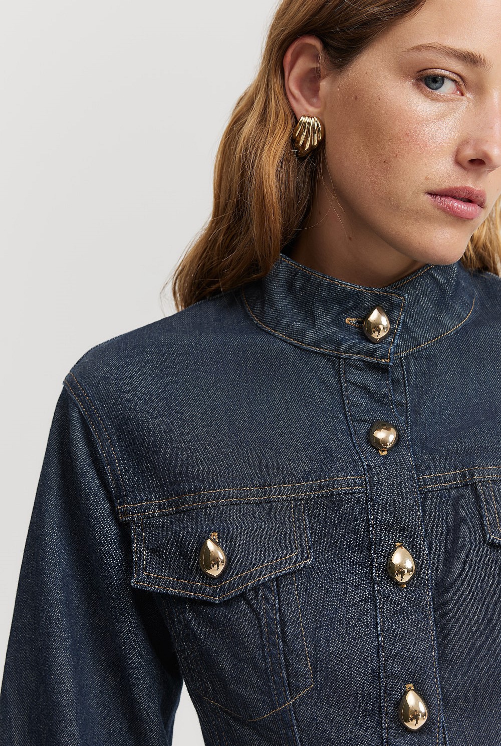 Blouson Denim Mini Dress