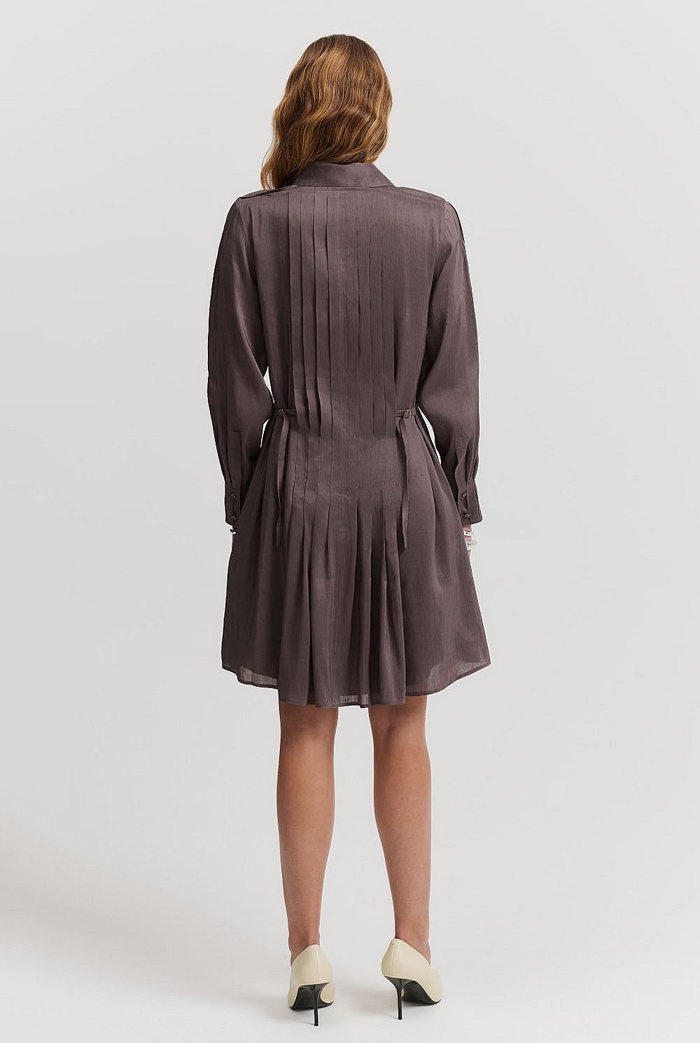 Pleat Mini Shirt Dress