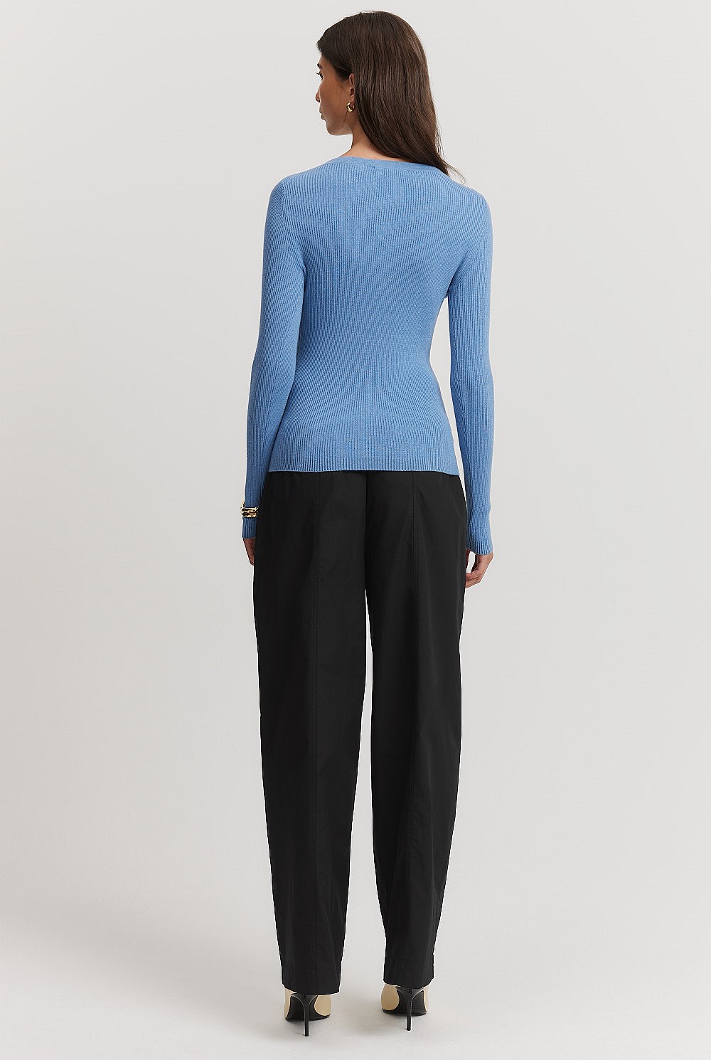 Organically Grown Cotton Cashmere Rib Knit Henley