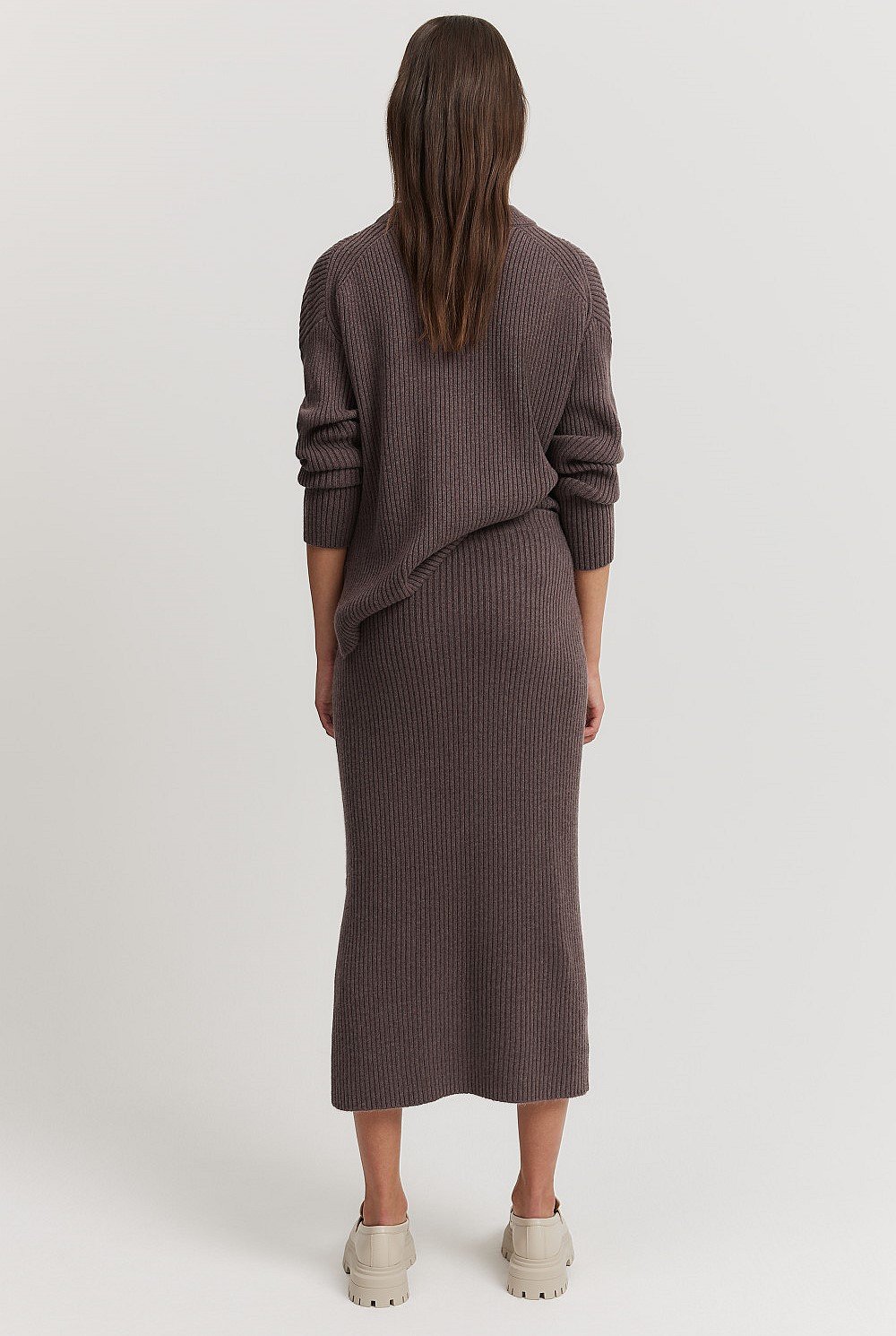 Organically Grown Cotton Cashmere Blend Rib Knit Skirt