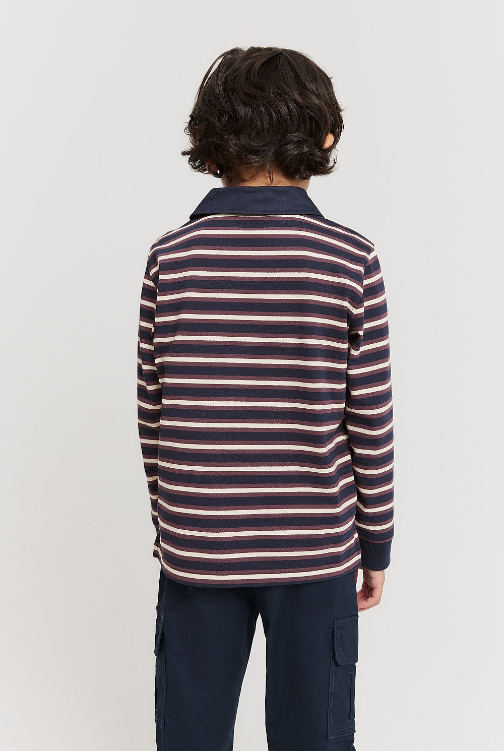 Organically Grown Cotton Long Sleeve Block Stripe Rugby Sweat