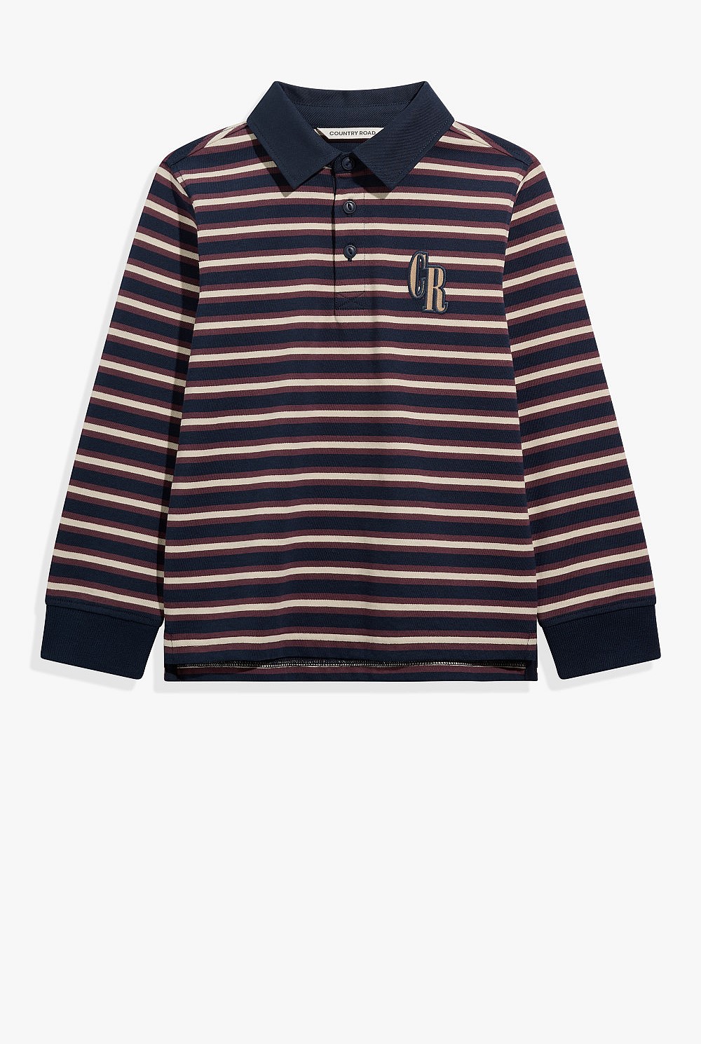 Organically Grown Cotton Long Sleeve Block Stripe Rugby Sweat