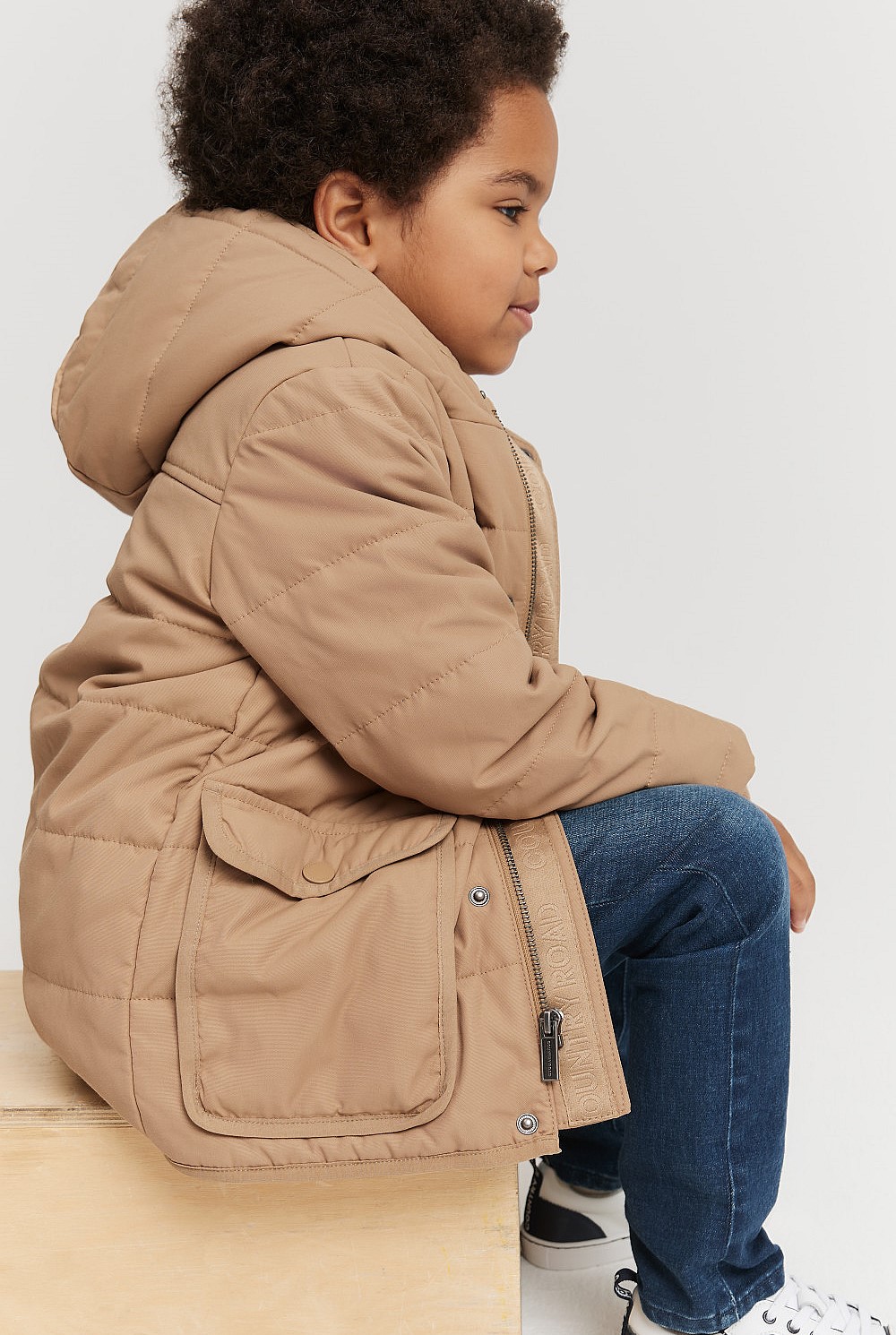 Nylon Blend Quilted Coat