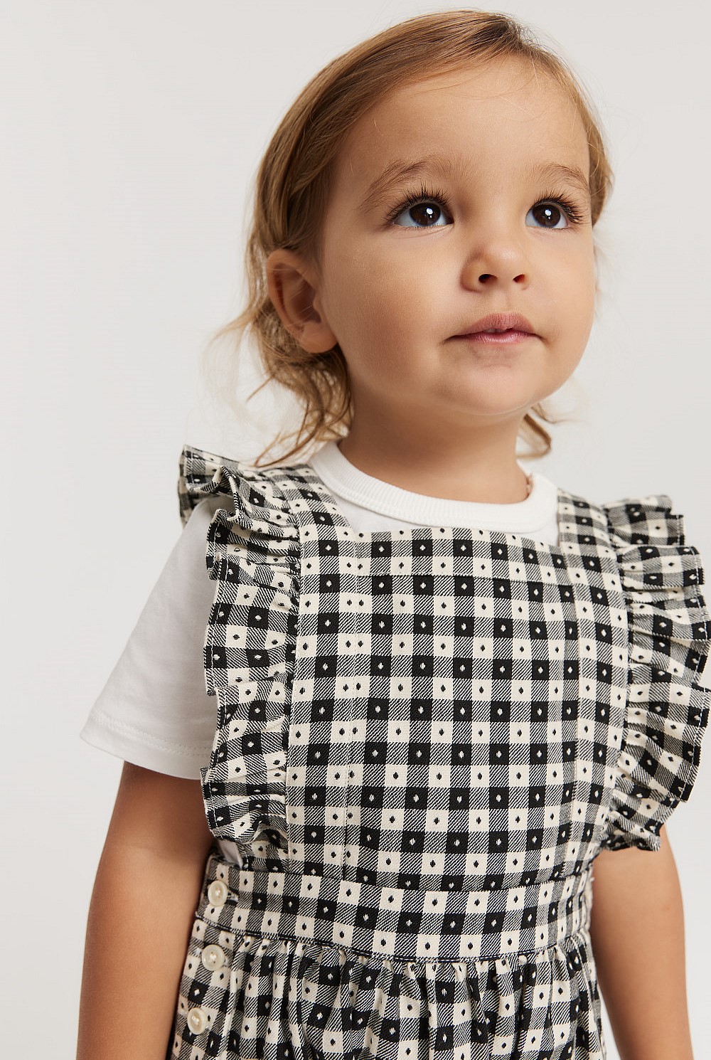 Organically Grown Cotton Frill Gingham Romper