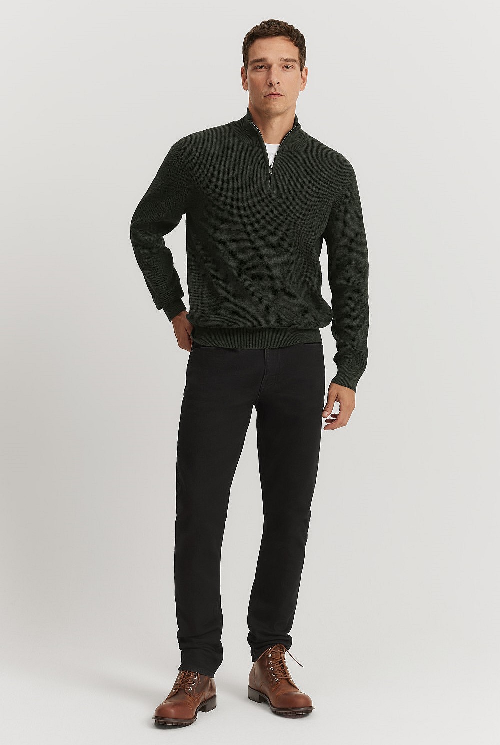 Australian Cotton Textured Half Zip Knit