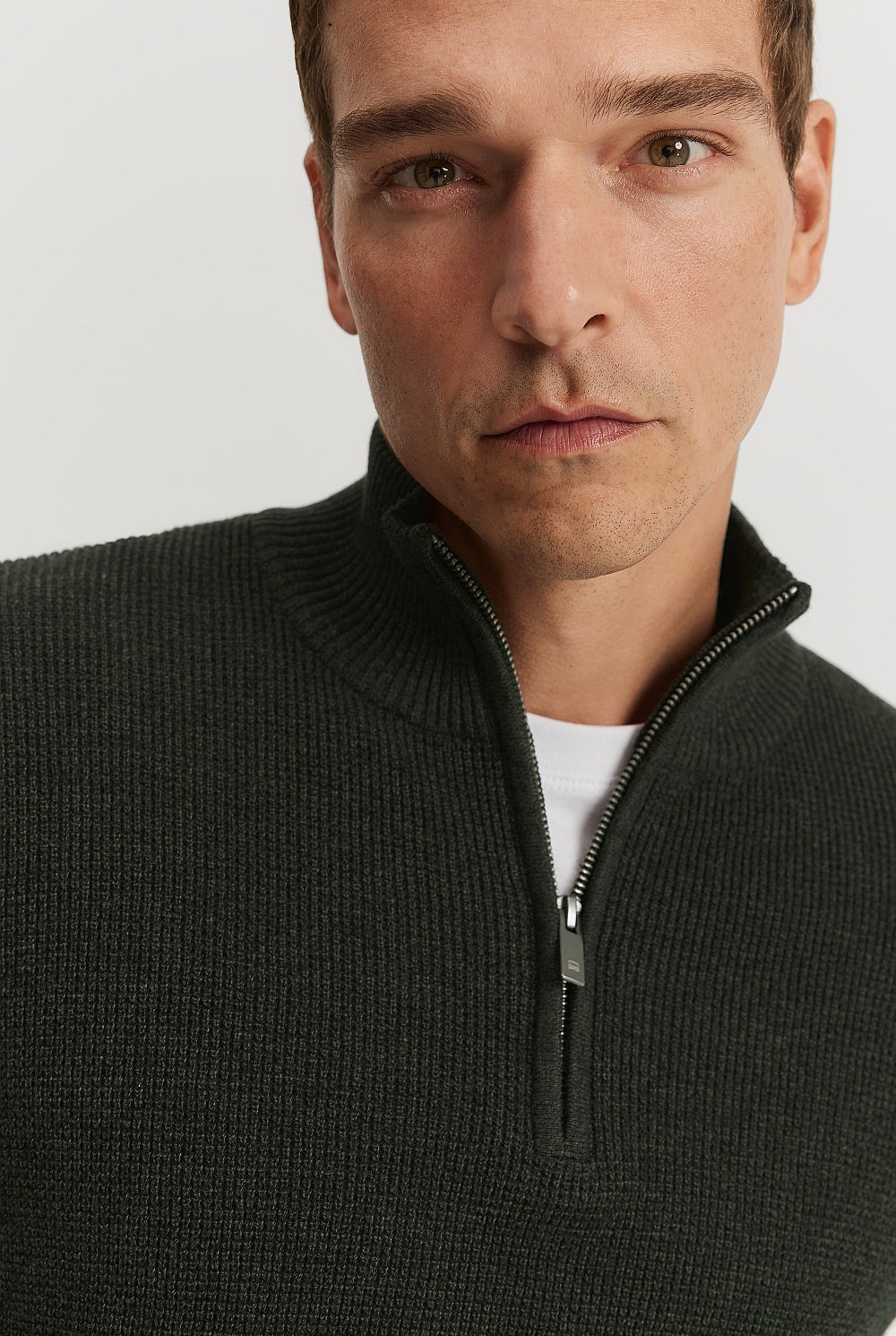 Australian Cotton Textured Half Zip Knit