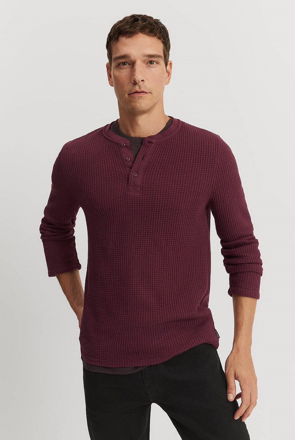 Australian Cotton Blend Waffle Henley