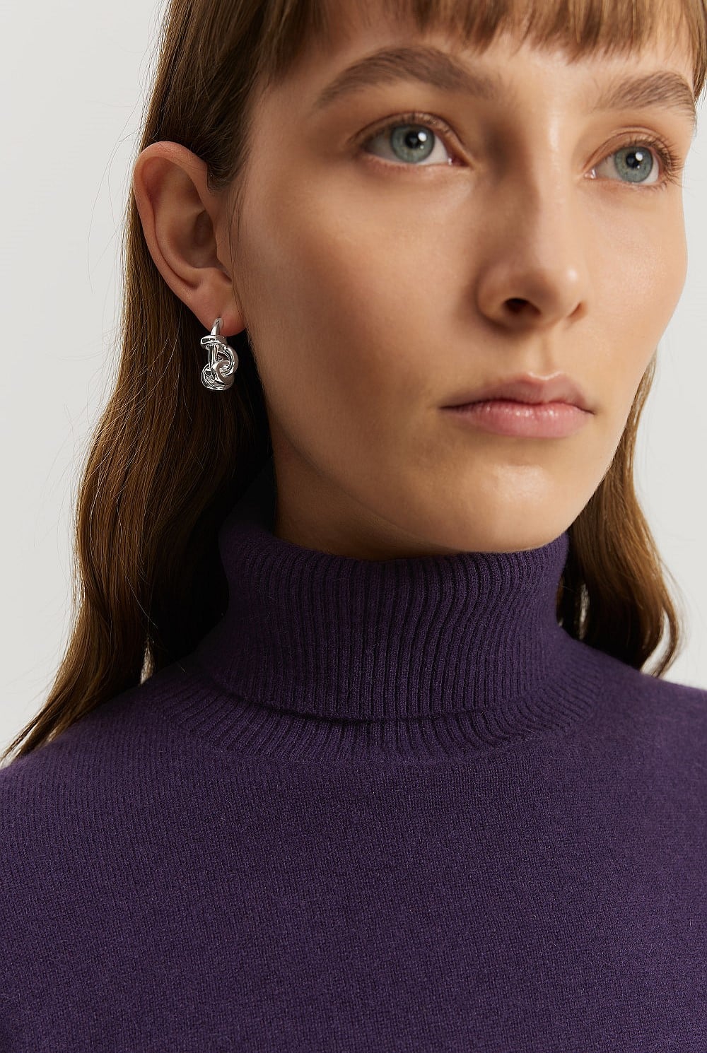 Cashmere Blend Cropped Roll Neck Knit