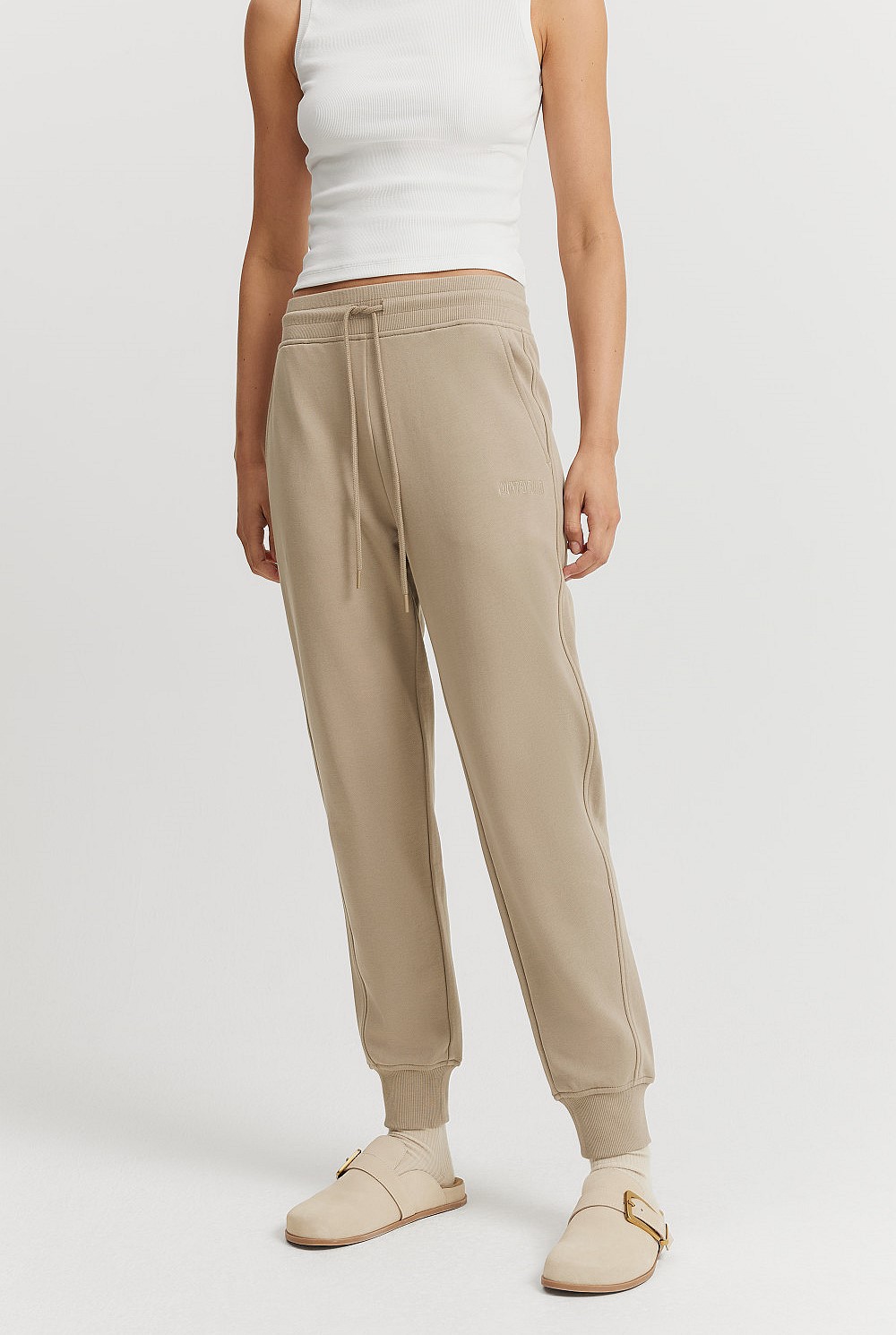 Australian Good Earth Cotton Rib Cuff Track Pant