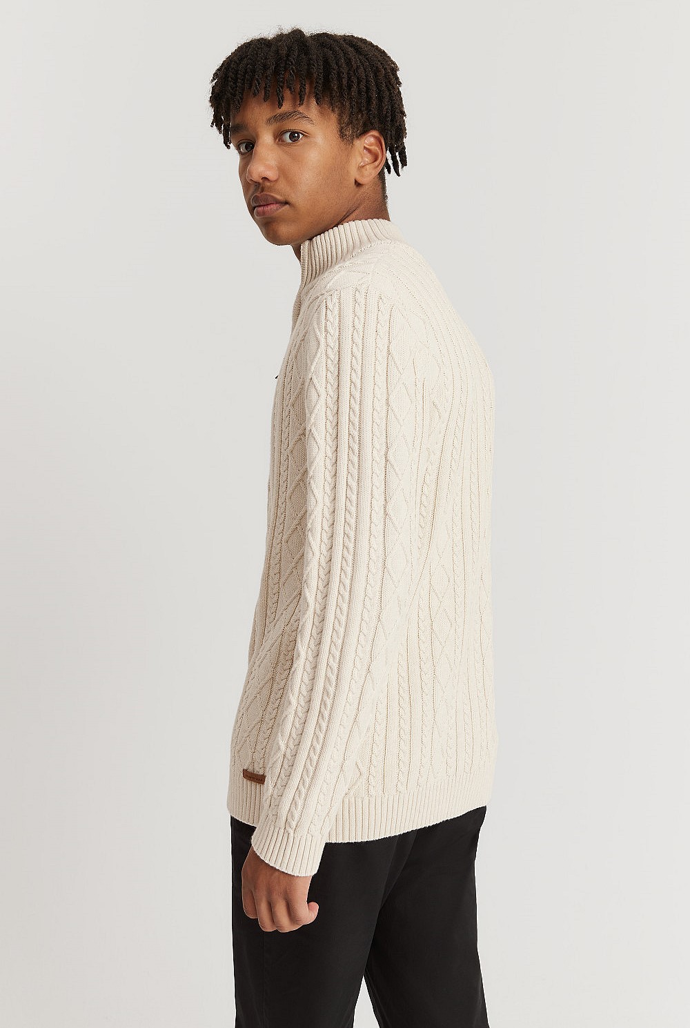 Teen Organically Grown Cotton Cable Half Zip Knit